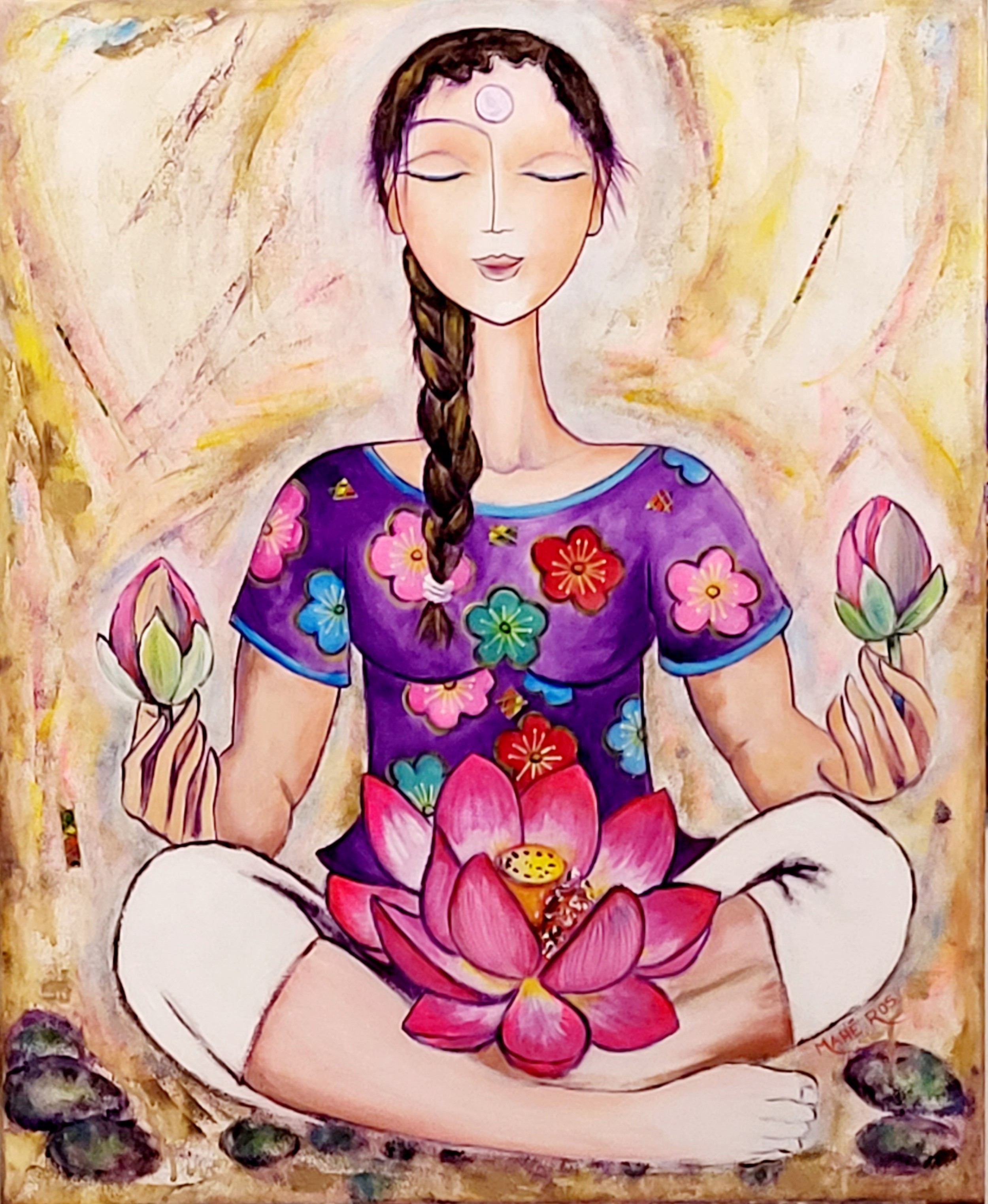 Meditation aux lotus roses